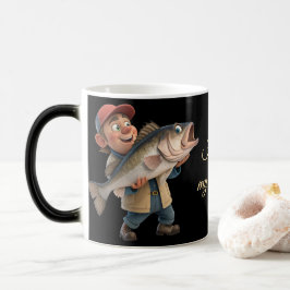 Taza Mágica Pescador lindo/feliz con pez gordo