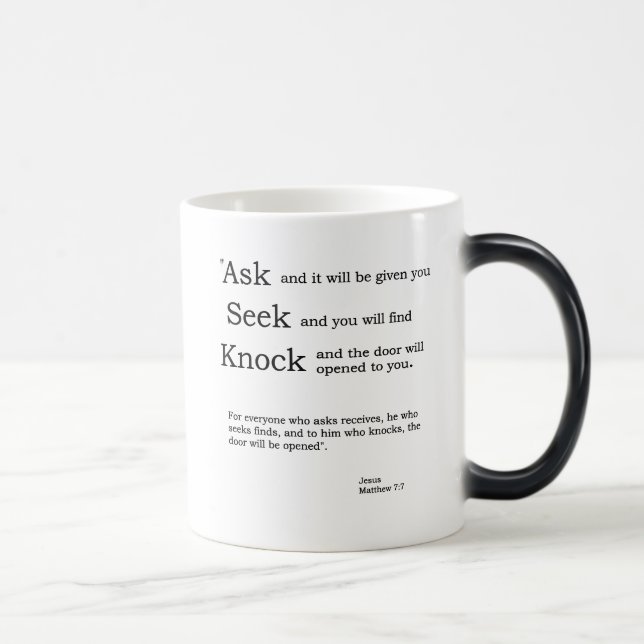 Taza Mágica Pida, busque el 7:7 NIV de Matthew del golpe (Derecha)