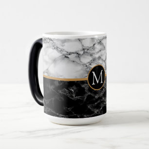 Taza Mágica Piedra de mármol blanco y negro de moda: agrega t