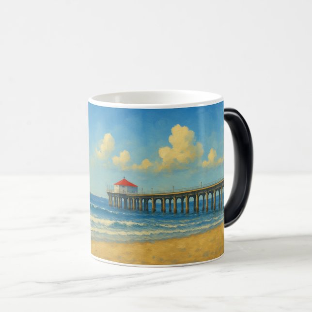 Taza Mágica Pier de Manhattan Beach con techo rojo (Anverso derecho)