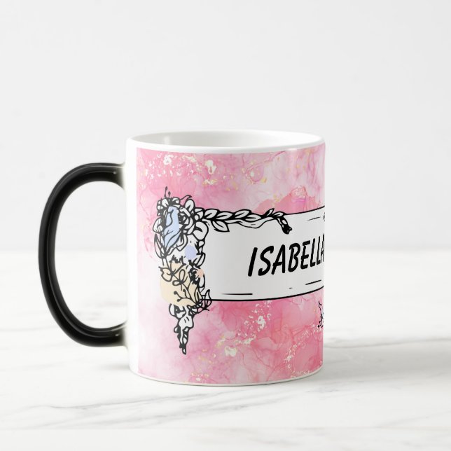 Taza Mágica Pink Boho minimalist Ephemera ornament (Izquierda)
