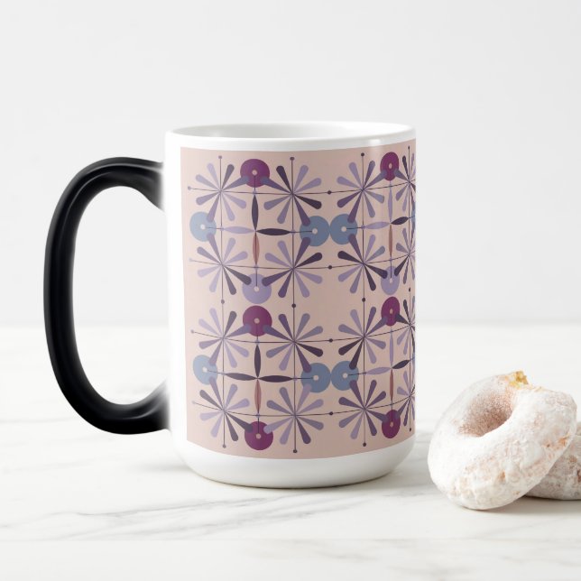 Taza Mágica Pink Lavender MidCentury Modern Morphing Mug (Con donut)