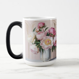 Taza Mágica  Pink Peonies Art Deco Morphing Mug