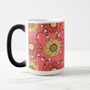 Taza Mágica Pink Sunflowers Christmas