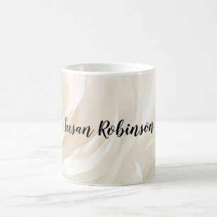 Taza Mágica Pintura abstracta de flores de rosa blanca