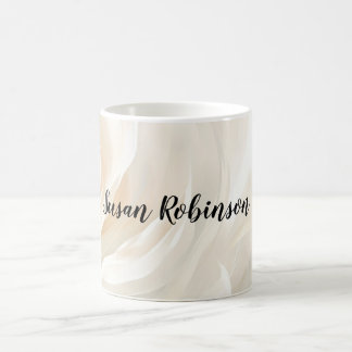Taza Mágica Pintura abstracta de flores de rosa blanca
