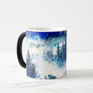 Taza Mágica Pintura de acuarela de un bosque de invierno
