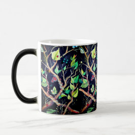 Taza Mágica Pintura de hojas y mariposas