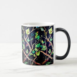 Taza Mágica Pintura de hojas y mariposas