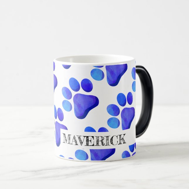 Taza Mágica Pintura Impresiones Mascota Nombre Diversión azul  (Anverso derecho)