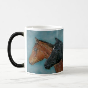 Taza Mágica pinturas equinas de folios negros de castaño
