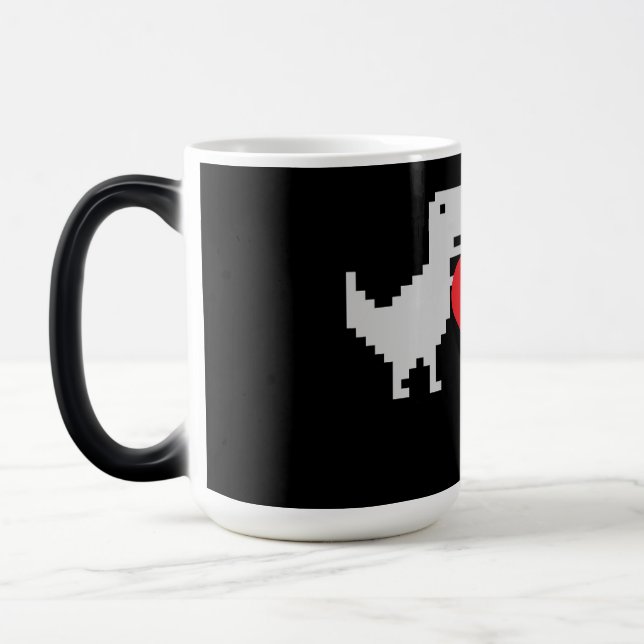 Taza Mágica Pixel Dinosaur Love – Cute Keychain Gift for Coupl (Izquierda)