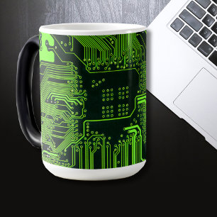 Taza Mágica Placa de circuito electrónico verde del nerd de sa