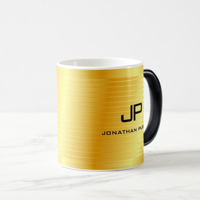 Taza Mágica Plantilla de Monograma Elegante Dorado Aspecto de  (Anverso derecho)