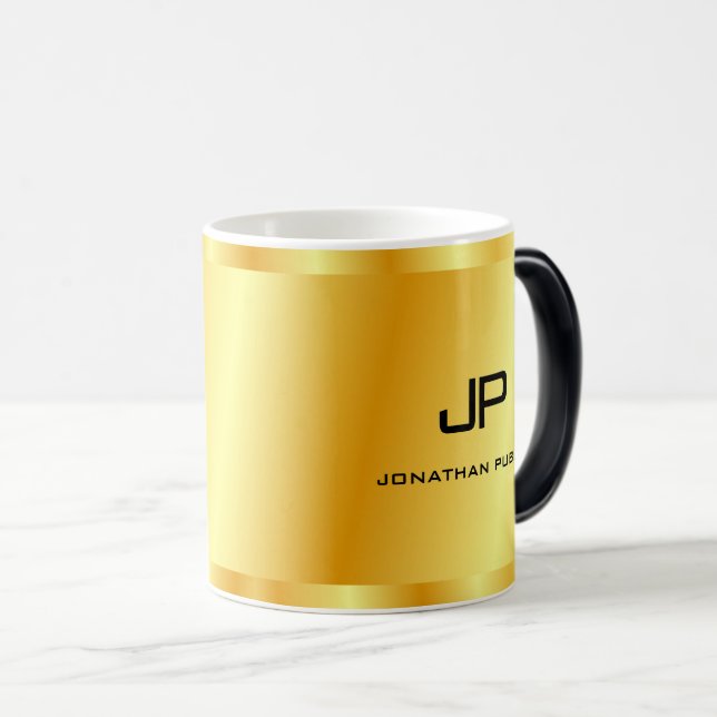 Taza Mágica Plantilla personalizada de monograma de oro falso (Anverso derecho)