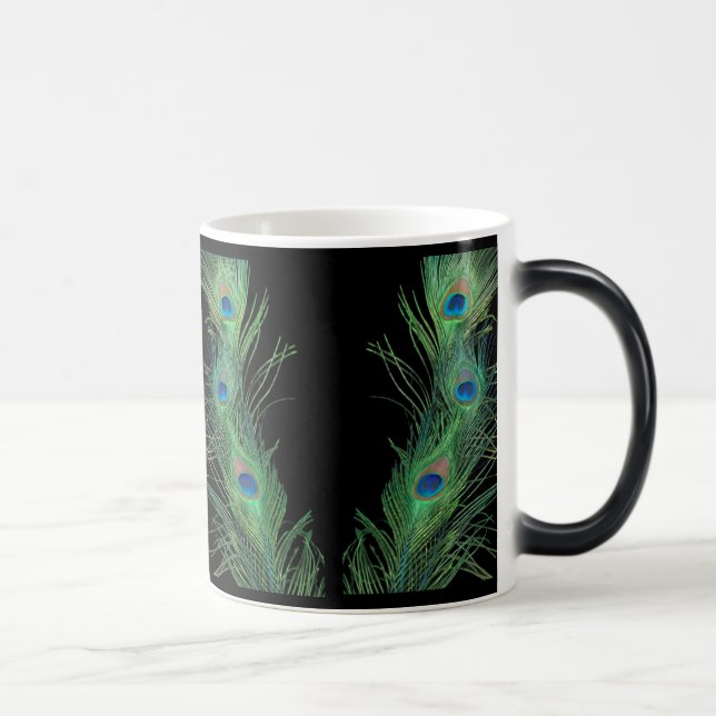 Taza Mágica Plumas verdes con negro (Derecha)