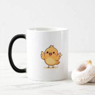 Taza Mágica Pollito Lindo Sorprendido Dibujo Animado Minimalis