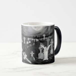 Taza Mágica Por la noche en el cementerio - Ángel con el diabl