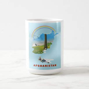 Taza Mágica Póster de viaje del paisaje del mapa de Afganistán