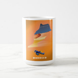 Taza Mágica Póster ilustrado de mapa de Marruecos para viaje.