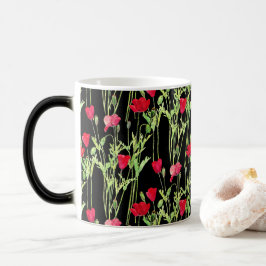 Taza Mágica Pradera de verano de amapolas rojas, flores silves