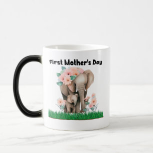 Taza Mágica Primer Día de la Madre lindo elefante Mug