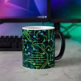 Taza Mágica Proceso de enrutamiento Black Resumen negro verde 