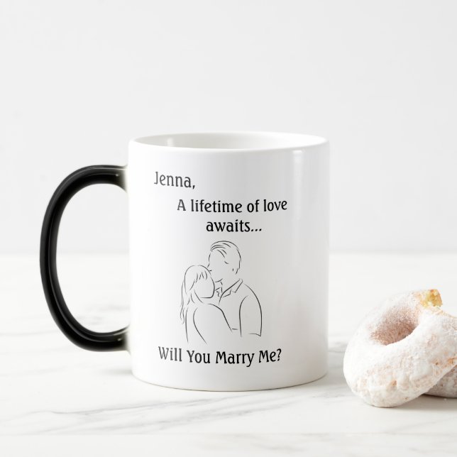 Taza Mágica Propuesta minimalista cásese conmigo (Con donut)