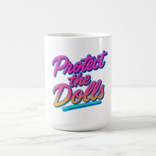 Taza Mágica Protege a las Muñecas Arte Retro Neón