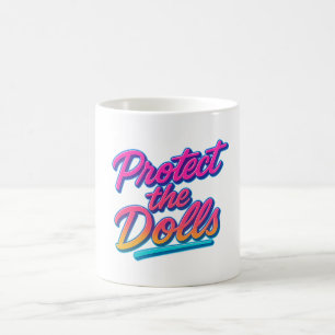 Taza Mágica Protege a las Muñecas Arte Retro Neón