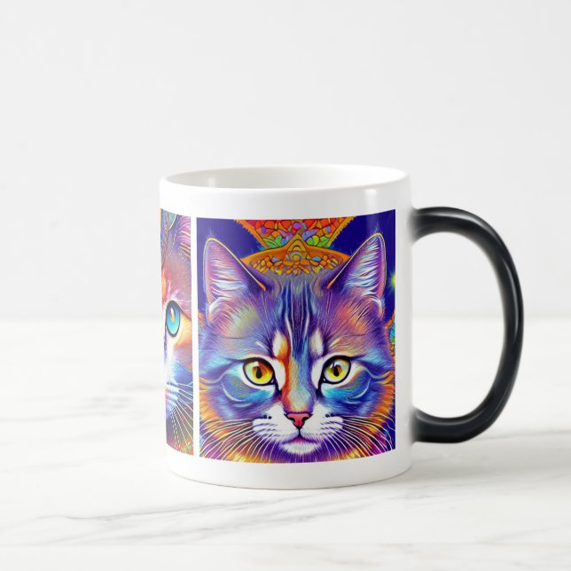 Taza Mágica Psicodélicos Gatos Reales Coloridos (Derecha)