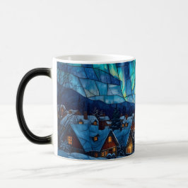 Taza Mágica Pueblo de invierno en vidrio emplomado