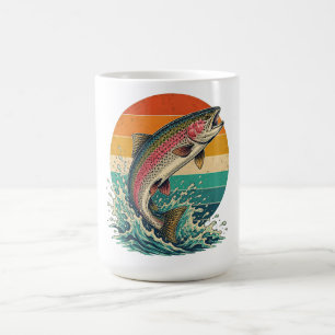 Taza Mágica Puesta de sol de trucha arcoíris retro