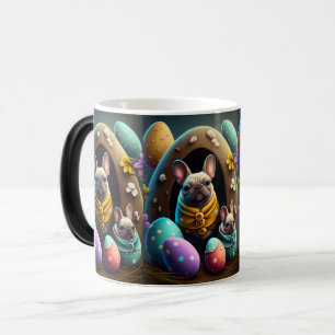 Taza Mágica Pug Adorable con Huevos de Pascua Festivo y Lindo