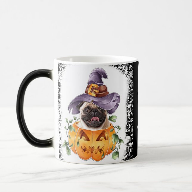 Taza Mágica Pug de Halloween en Jackolantern (Izquierda)