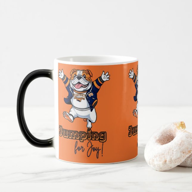 Taza Mágica Pup de reproducción | Bulldog en la Chaqueta Azul (Con donut)