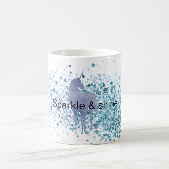 Taza Mágica Púrpura unicornio esparkle Aqua Purpurinoso Confet (Centro)