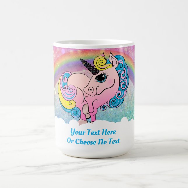 Taza Mágica Purpurina azul púrpura rosa Ombre Unicornio (Centro)