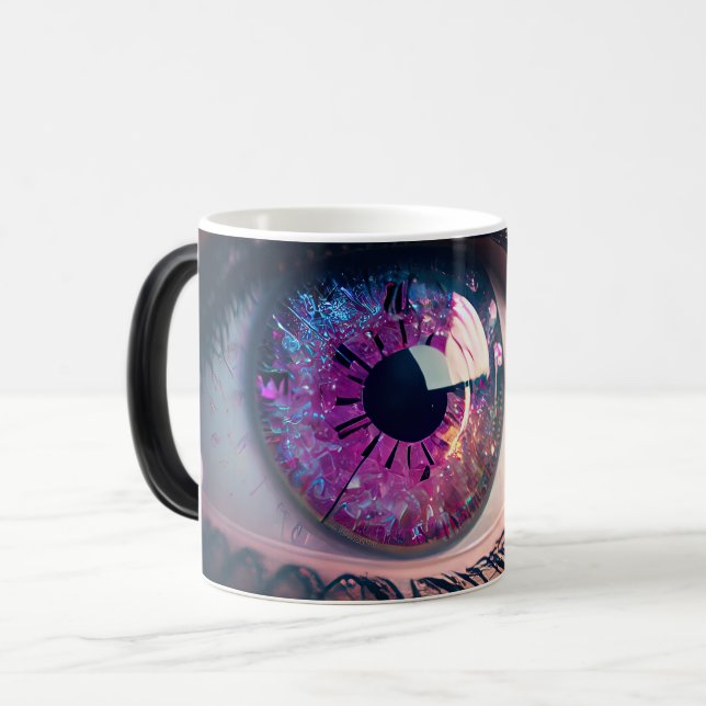 Taza Mágica Purpurina de Bonito de fantasía rosada cerrando lo (Anverso izquierdo)