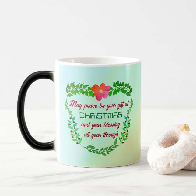 TAZA MÁGICA QUE LA PAZ SEA TU REGALO A LOS NAVIDADES (Con donut)
