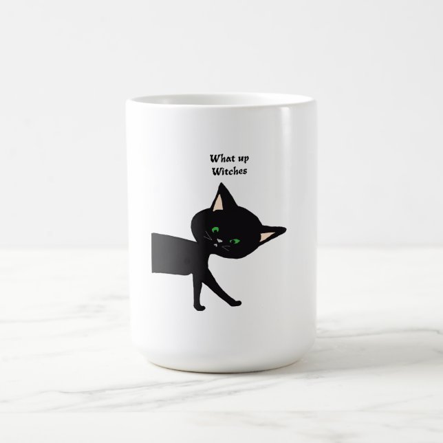 Taza Mágica ¡Qué Muñecas! Gracioso gato negro con ojos verdes (Centro)