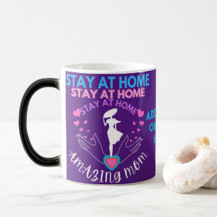 Taza Mágica Quédate En Casa Mamá Esposa Púrpura Clásica Modern
