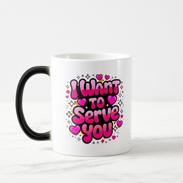 Taza Mágica Quiero Servirte - Diseño Romántico Del Corazón (Izquierda)