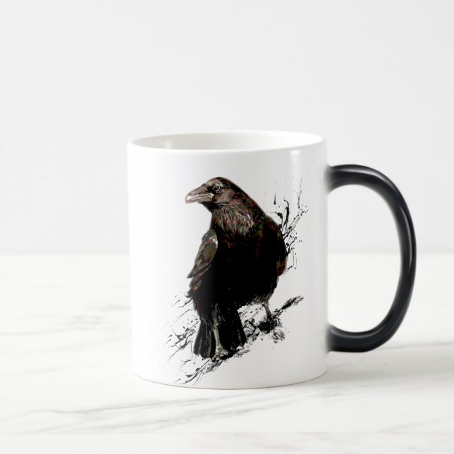 Taza Mágica Raven Bird Arte Gráfico Vida salvaje Arte Animal (Derecha)