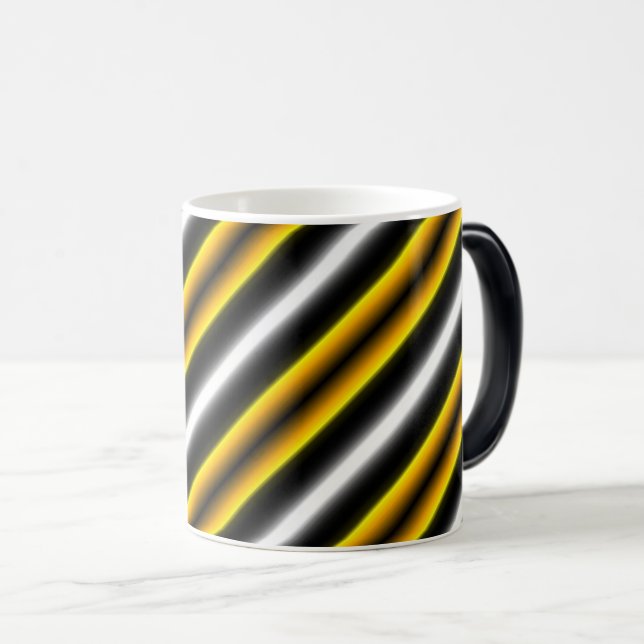 Taza Mágica Rayas de arcoiris blancas amarillas (Anverso derecho)