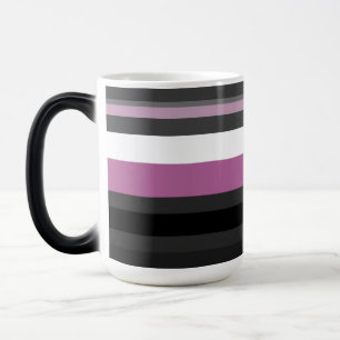 Taza Mágica Rayas negras, grises y blancas