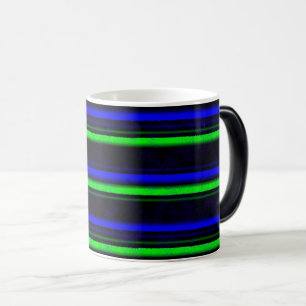Taza Mágica Rayas verdes de color azul negro