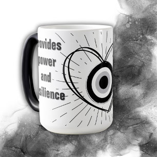 Taza Mágica Rays, Heart, Black Evil Eye Protection monograma