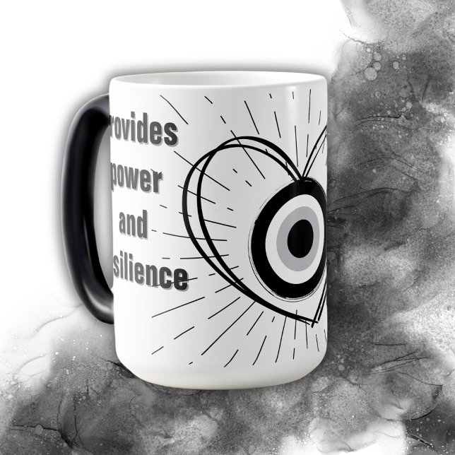 Taza Mágica Rays, Heart, Black Evil Eye Protection monograma | (Subido por el creador)