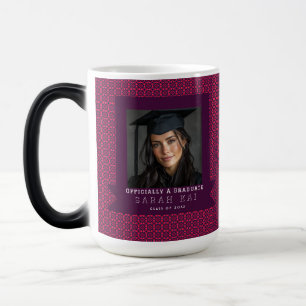 Taza Mágica Recuerdo de graduación con patrón cuadrado clásico